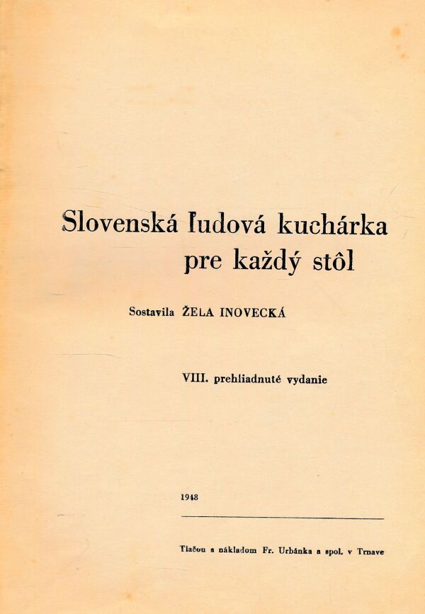 Žela Inovecká: SLOVENSKÁ ĽUDOVÁ KUCHÁRKA