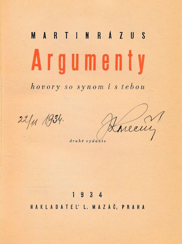 Martin Rázus: ARGUMENTY - HOVORY SO SYNOM I S TEBOU