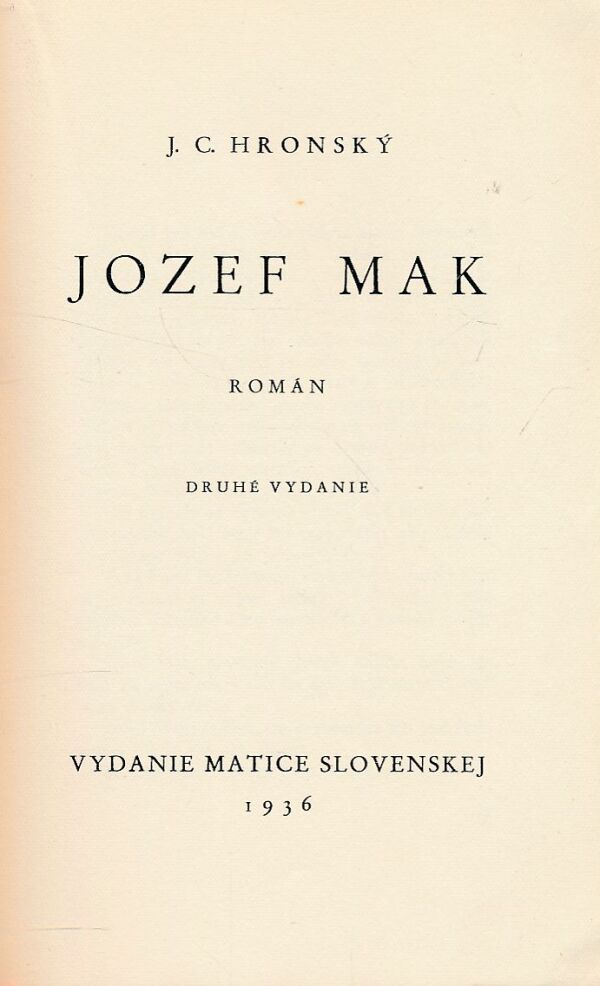 J. C. Hronský: JOZEF MAK