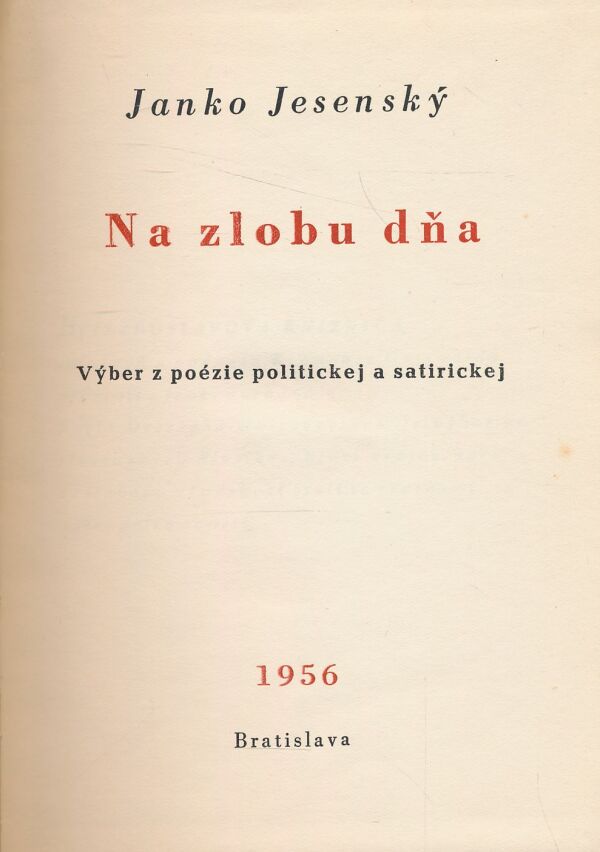 Janko Jesenský: Na zlobu dňa