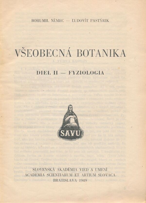 B. Němec, Ľ. Pastýrik: Všeobecná botanika II.