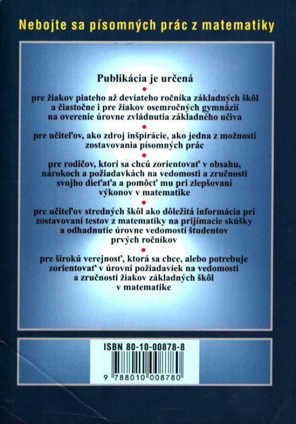 Mária Čapová, Viera Kolbaská: NEBOJTE SA PÍSOMNÝCH PRÁC Z MATEMATIKY
