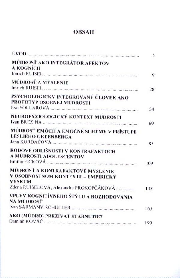 Imrich Ruisel, Zdena Ruiselová: MÚDROSŤ V KONTEXTE OSOBNOSTI: PROBLÉMY, FAKTY, OTÁZKY