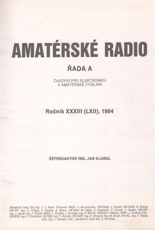 AMATÉRSKÉ RADIO 1984