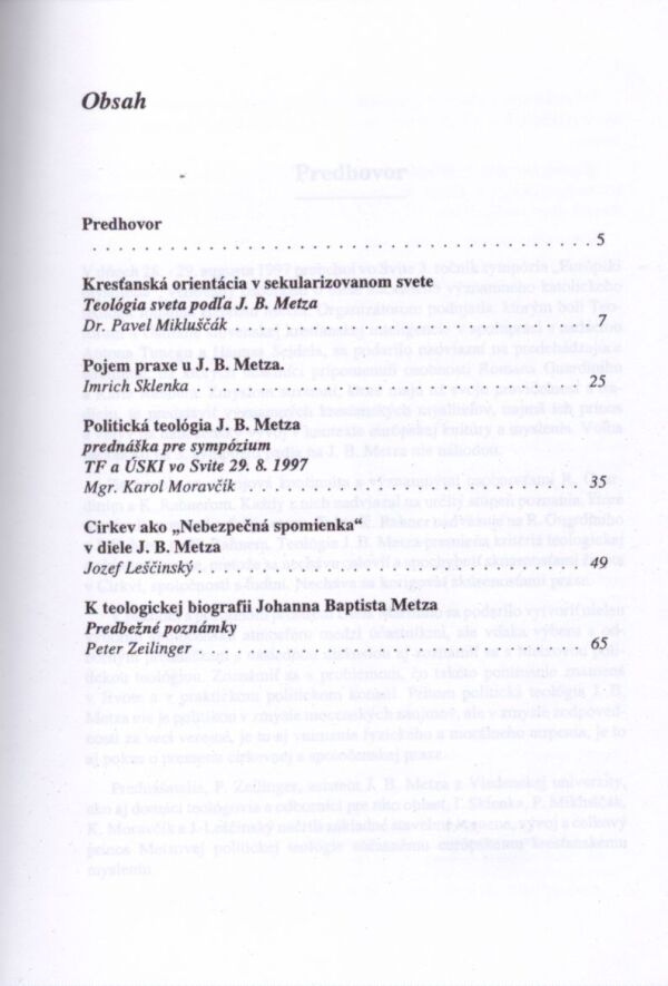 JOHANN BAPTIST METZ A MY