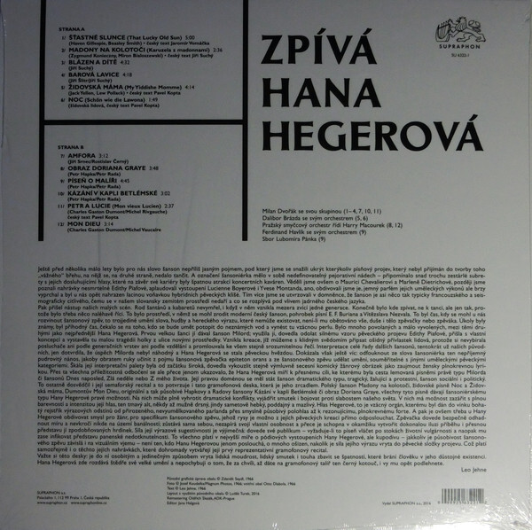 Hana Hegerová: ZPÍVÁ HANA HEGEROVÁ - LP