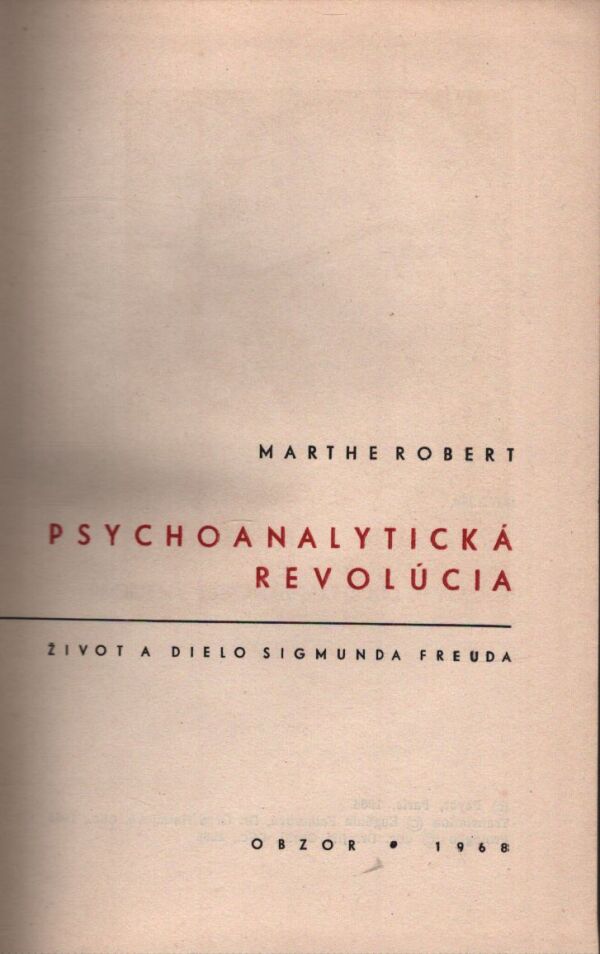 M. Robert: PSYCHOANALYTICKÁ REVOLÚCIA