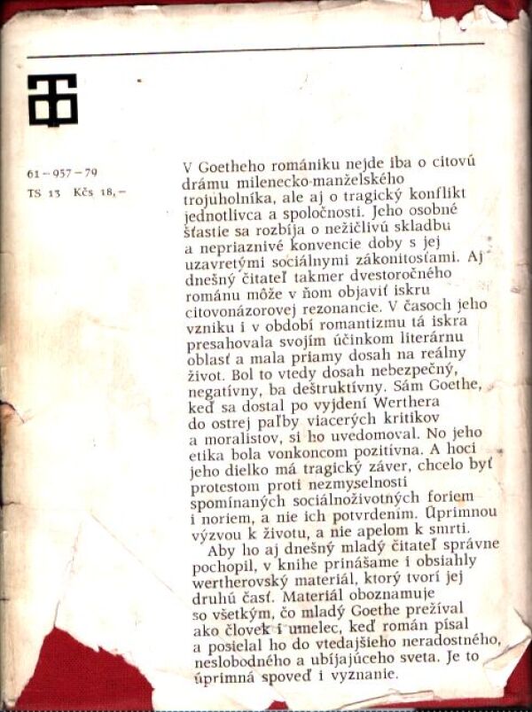 Johann Wolfgang Goethe: UTRPENIE MLADÉHO WERTHERA