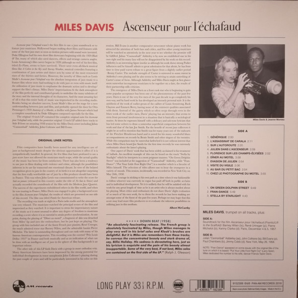 Miles Davis: ASCENSEUR POUR L`ÉCHAFAUD - LP