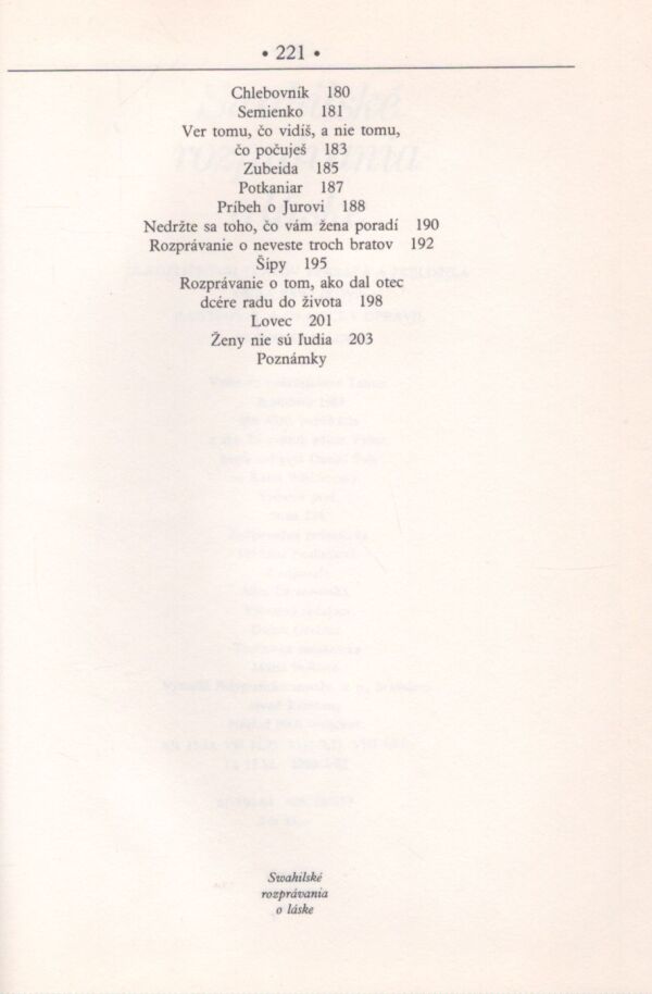 SWAHILSKÉ ROZPRÁVANIA O LÁSKE
