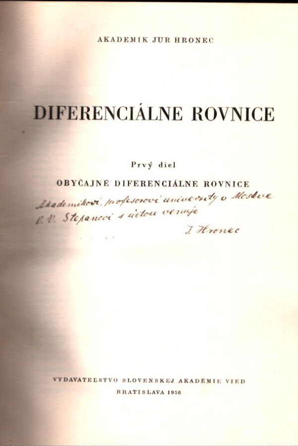 Jur Hronec: DIFERENCIÁLNE ROVNICE I+II
