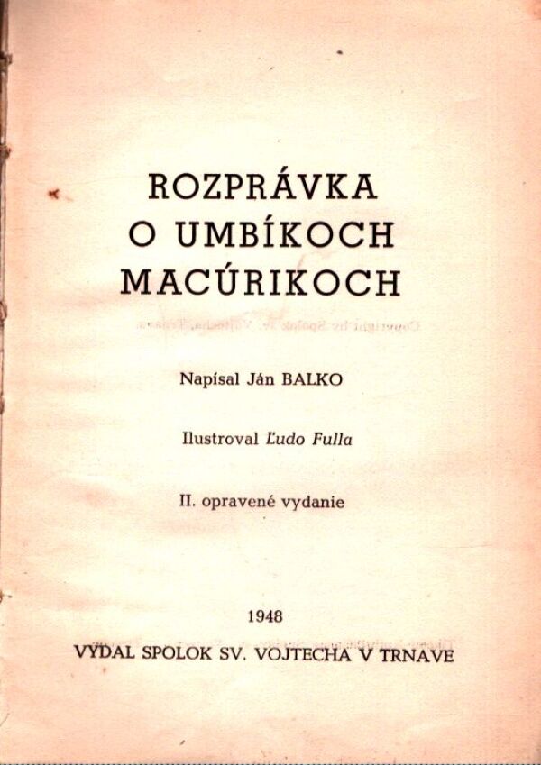 Ján Balko: ROZPRÁVKA O UMBÍKOCH MACÚRIKOCH