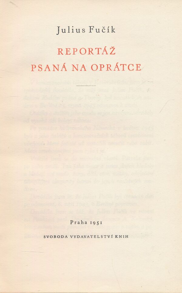 Július Fučík: Reportáž psaná na oprátce