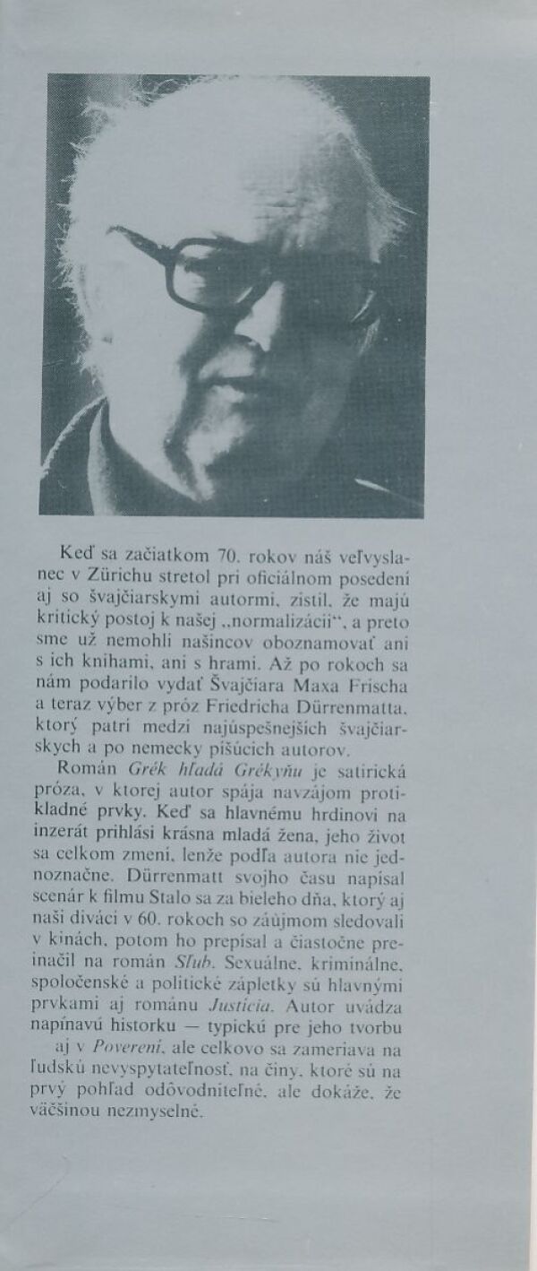 Friedrich Dürrenmatt: Grék hľadá Grékyňu a výber z próz