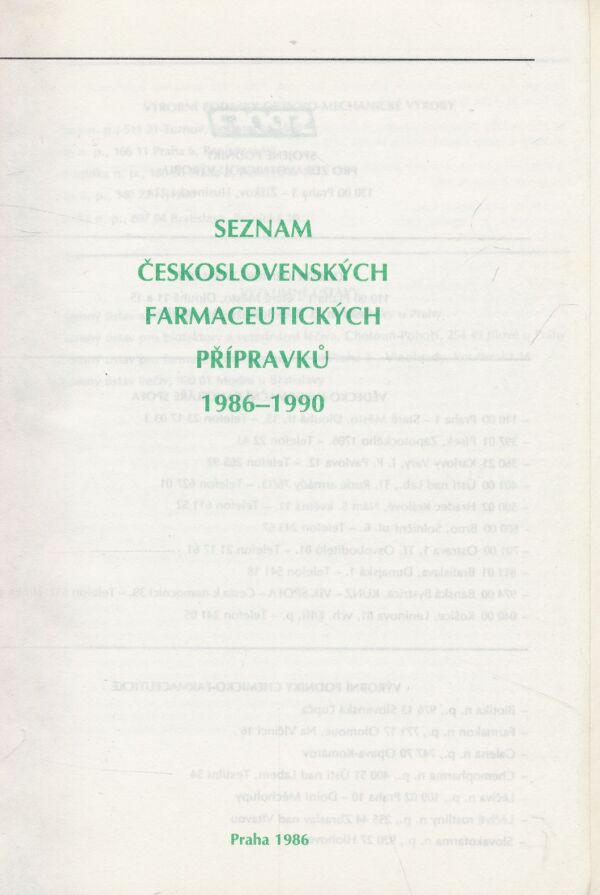 Seznam farmaceutických přípravů 1986 - 1990