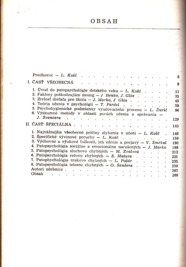 Ladislav Košč, Július Marko, Ladislav Požár: PATOPSYCHOLÓGIA