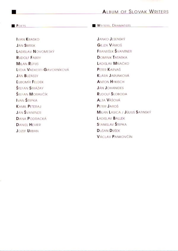 ALBUM OF SLOVAK WRITERS