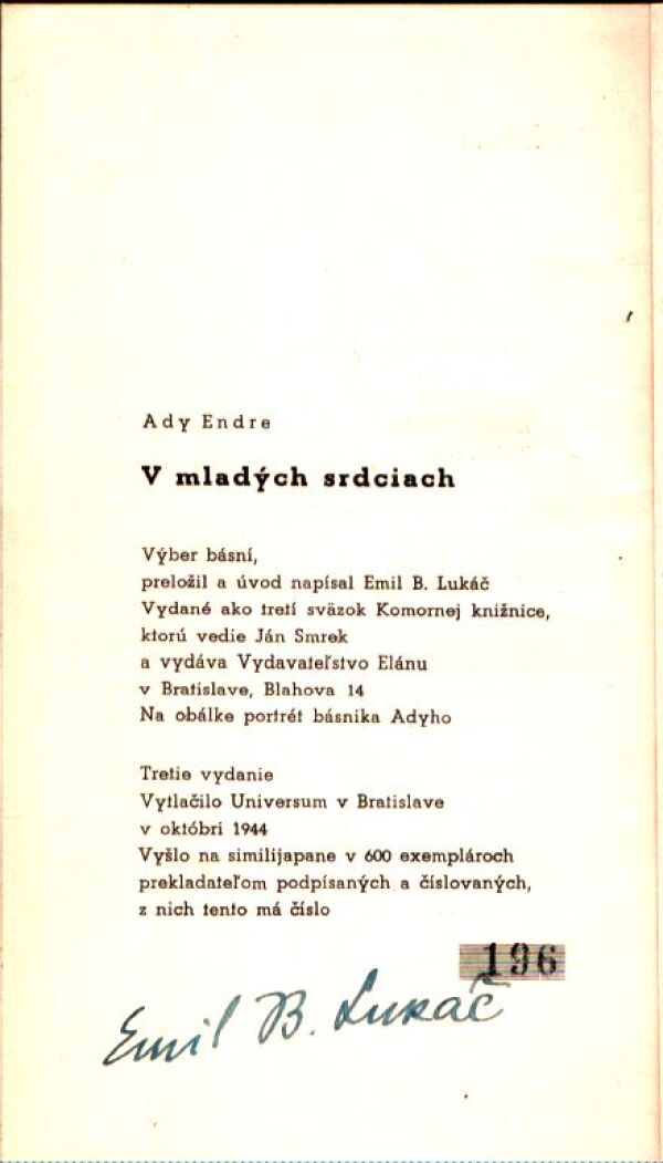 Ady Endre: V MLADÝCH SRDCIACH