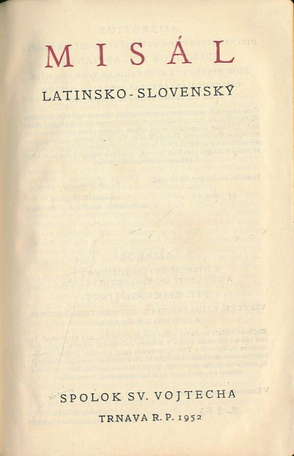 MISÁL LATINSKO-SLOVENSKÝ