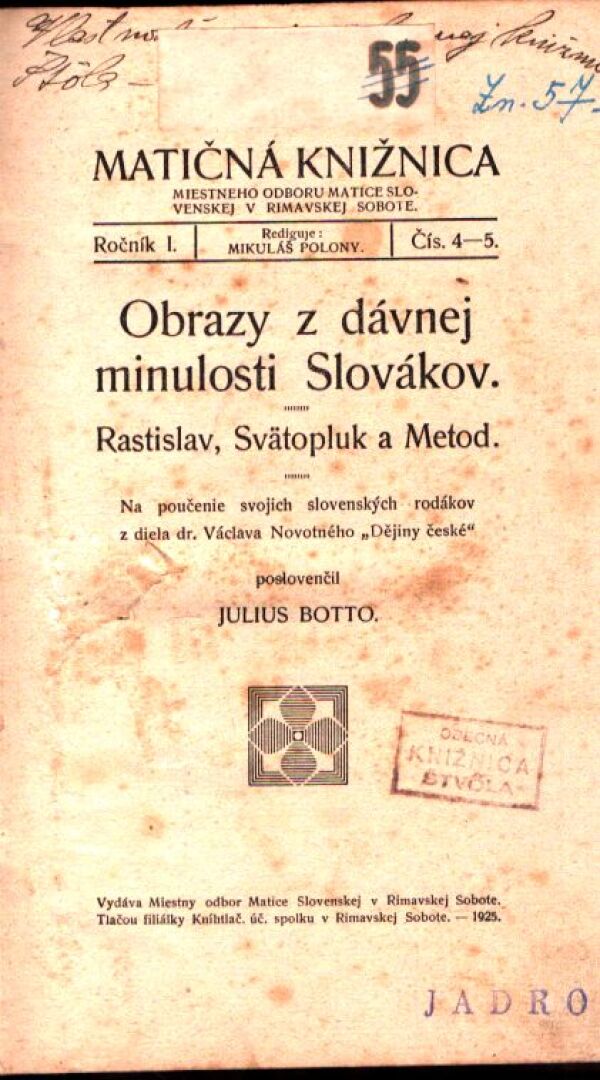 Václav Novotný: OBRAZY Z DÁVNEJ MINULOSTI SLOVÁKOV