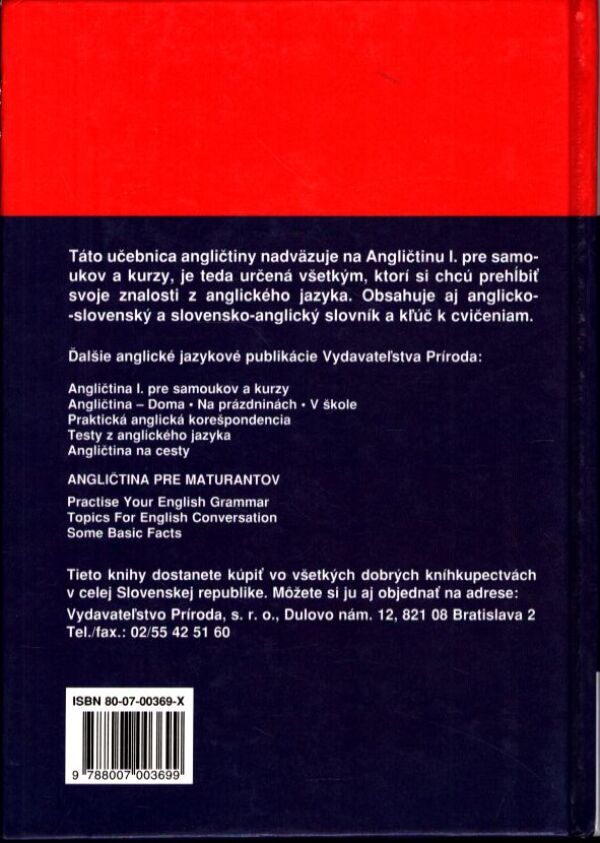 Eva Zábojová, kol: ANGLIČTINA II. PRE SAMOUKOV A KURZY