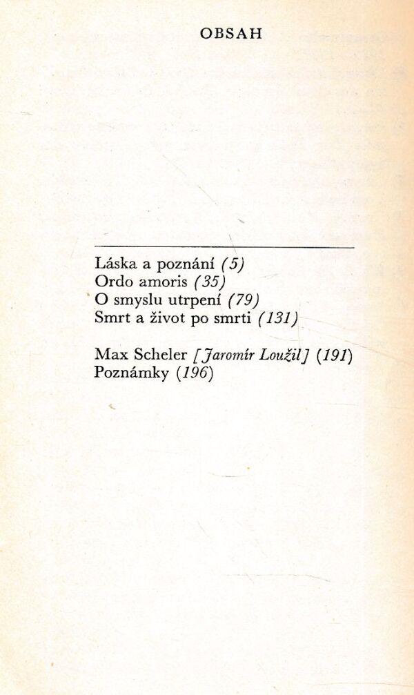 Max Scheler: ŘÁD LÁSKY
