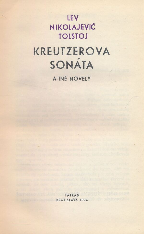 Lev Nikolajevič Tolstoj: Kreutzerova sonáta a iné novely