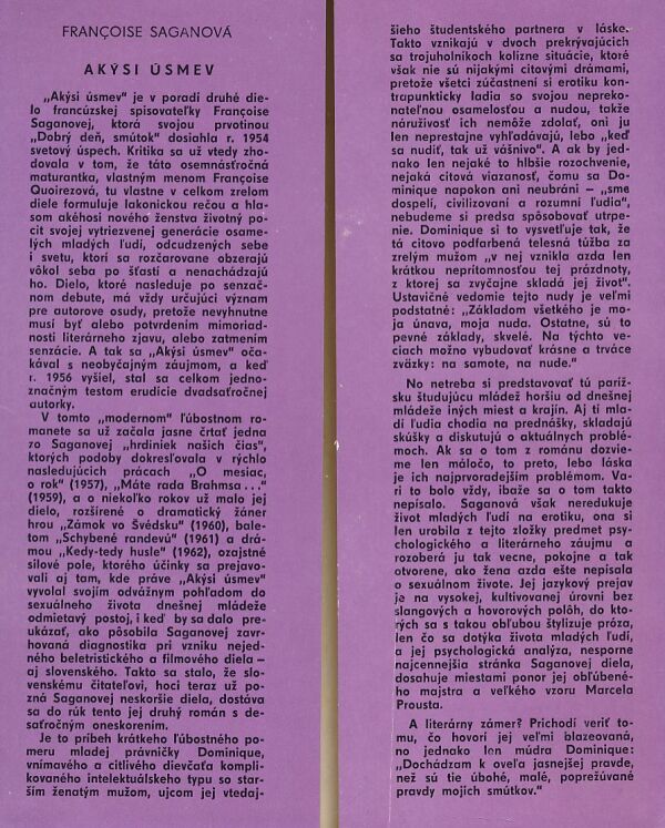 Françoise Saganová: Akýsi úsmev