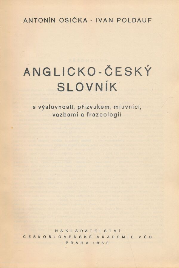 Antonín Osička, Ivan Poldauf: Anglicko-český slovník