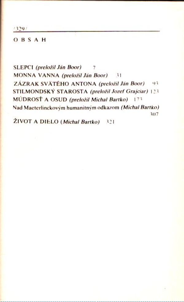 Maurice Maeterlinck: MONNA VANNA A INÉ HRY. MÚDROSŘ A OSUD